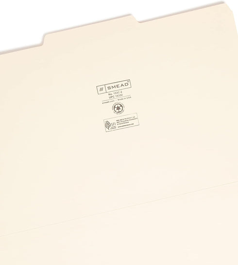 Smead File Folder, 1/3-Cut Tab, Center Position, Legal Size, Manila, 100/Box