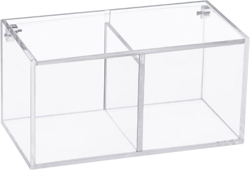 Yeeco Clear Acrylic Capsule Holder with Lid 2 Section Plastic Drawer Box Organizer for Jewelry, Candy, Makeup