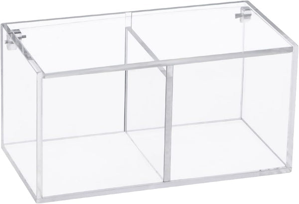 Yeeco Clear Acrylic Capsule Holder with Lid 2 Section Plastic Drawer Box Organizer for Jewelry, Candy, Makeup