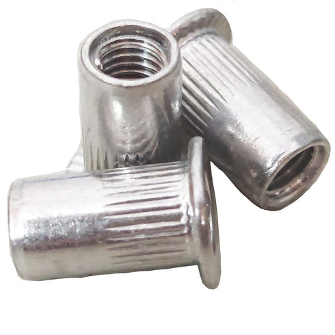 Aluminum Flat Head M6 Blind Insert Rivet Nut, 6mm, Pack of 25