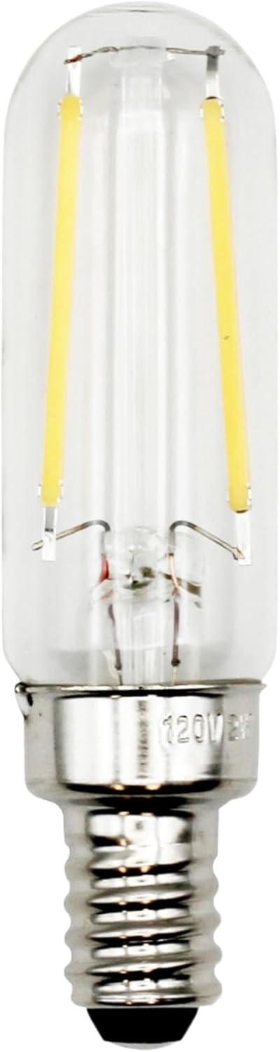 6 Pack T6 Bulbs, 2W 120V, E12 25W of LED Tubular Candelabra Base, Clear Glass Filament, Equivalent - Great