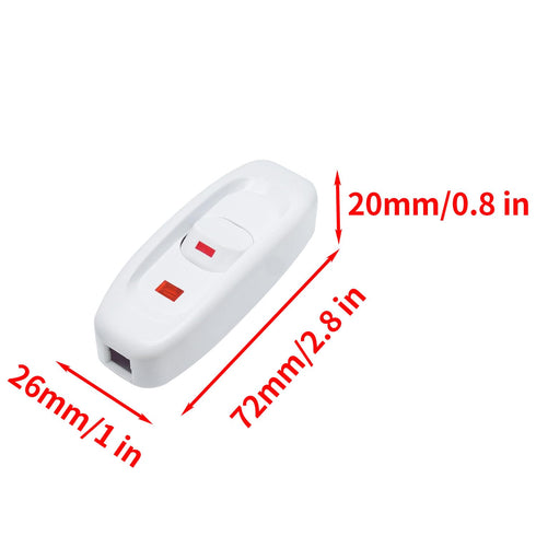 Surf turtle 2 250V 10A Pcs Inline Cord Switch, AC On/Off Appliance Line Switch for Table Desk Bed Lamp, White