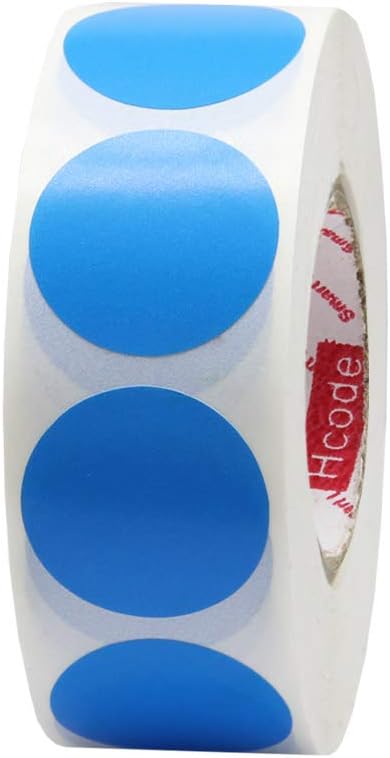 Hcode 1 Inch Color Coding Labels - 1000 Pieces, Round Permanent Adhesive Dots, Glossy Writable Paper Labels for Garage