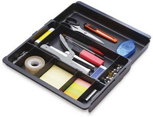 Exacompta - Ref 316014D Office Drawer Adjustable Insert - Black, Fully Adjustable Width for Organizing Small Accessories