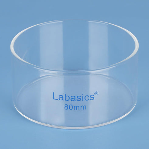 Crystallizing Dish, No Spout Flat Bottom High Borosilicate Glass for Crystallization, 80 mm, 100 ml