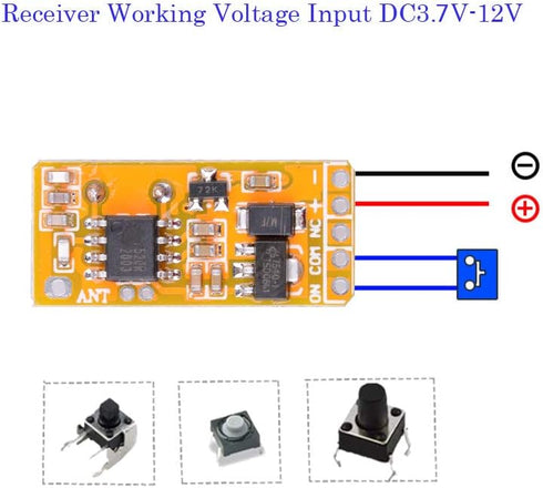 ZABLL 3.7V 12V 5V 433Mhz DC - Mini Size Relay Remote Control Switch, Wireless RF Momentary Switch with Delay Function