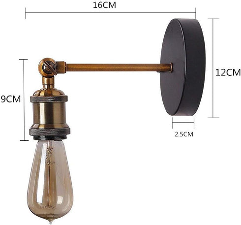 Mengjay E26 Retro Light Fixture Wall Sconce Industrial Style Adjustable Brass Finish Vintage Lighting Edison Lamp