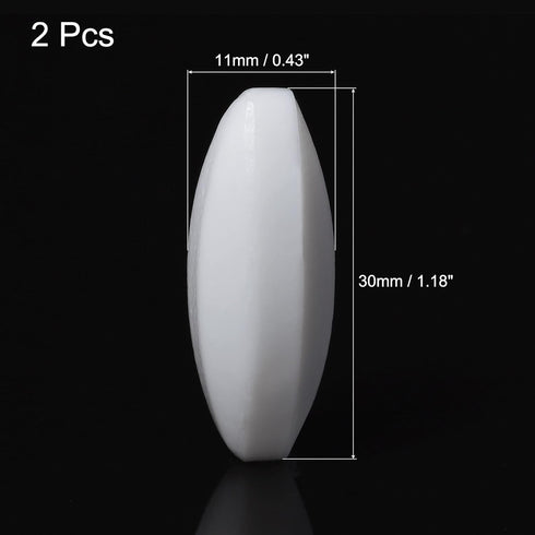 MECCANIXITY Magnetic Stirrer Mixer Stir Bar Rod 30mm(1.18") Olive Shape PTFE Coating Magnet White for Laboratory Pack of 2