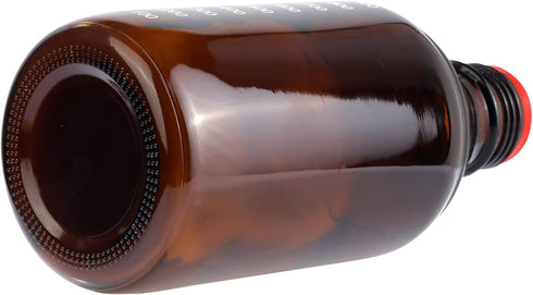 4 Pieces Amber Glass 1000 mL Graduated Round Lab Reagent Bottles with GL45 Red Screw Cap