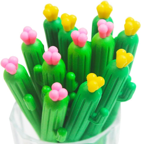 Pack of 30 Cactus Shaped Ballpoint Pens, 0.5mm Black Gel Ink Writing Pen for School Home Office Supplies