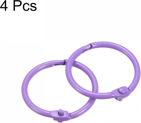 uxcell 30mm/1.2 inch Loose-Leaf Binder Rings, Metal Book Ring Key Holder, Purple, 4 Pack for Home Office Supplies