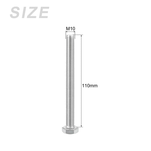 Hex Head Screws Bolts, Nuts, Flat & Lock Washers Kits (M10-1.5x110mm) 6 Set, Stainless Steel Machine Screws for Home