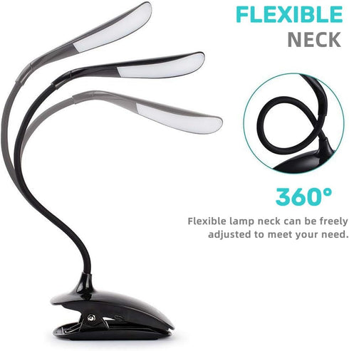Generic 15 LEDs Stepless Adjustable Brightness & Color (Warm/Cool White), Eye-Care, Touch-Sensitive Switch Clip Reading