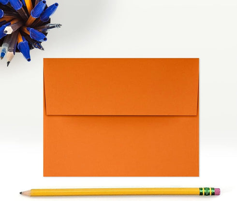LUXPaper A2 Invitation Envelopes | 4 3/8" x 5 3/4" | Mandarin Orange | Peel & Press | 80lb. Text | 50 Qty