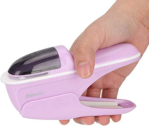 Staple Free Mini Stapler, ABS Stapleless Book Stapling Machine for Home School Office (Purple)
