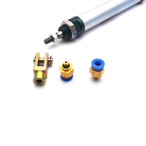 Pneumatic Cylinder 16mm Bore 200mm Stroke Air Cylinder Single Rod Double Action with Y Connector and 2Pcs Pneumatic Quick Fitting