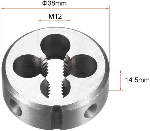 uxcell M12 X 1.75 Metric Round Die, Machine Thread Left Hand Threading Die, Alloy Steel Screw Thread Cutting Die