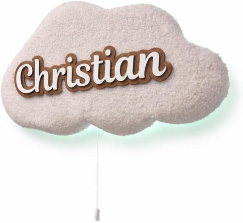 UkrWood Accessories Personalized Cloud Wall Lamp for Baby Nursery, Battery-Operated Hanging Night Lights for
