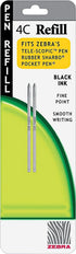 Zebra 4C Ink Pen Refill, 0.7mm Fine Point, Black Ink, 2-Pack