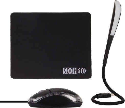 SOON GO 3 1 Dimmable Mini Mouse Pad Kids Mice for Laptop USB LED Light in Gift Combo Mouse Pad Non-Slip Rubber Base USB