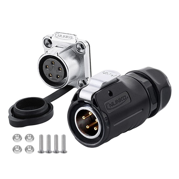 CNLINKO LP20 Series Waterproof Connector, IP68 5pin Fast Locking Connector for LED Lamp Project