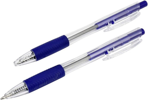 Clip Click Retractable Ball Point Pens, Set of 8, 1.0 mm Blue Ink