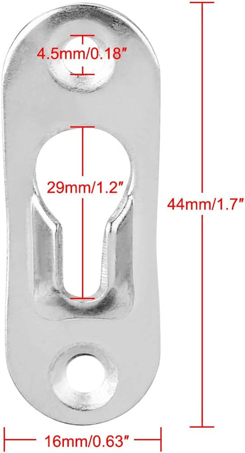 20 Pcs Metal Keyhole Hangers Fasteners for Picture Frames, Mirrors, Cabinets, 42mm x 14mm Flush Mount Hardware (Silver)