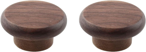 TAODAN 2pcs Black Walnut Kitchen Cabinet Knob 40x20mm Round Wood Drawer Knobs Dressing