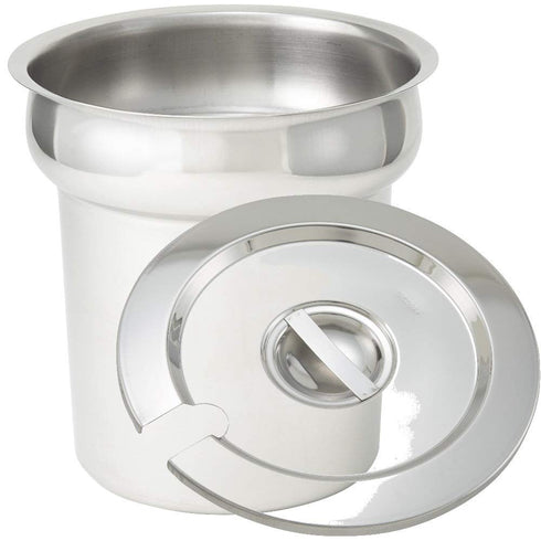 Bottles-Up 7 9-1/2" 8" Stainless Steel Insert Pan with Lid for Quart Soup/Food Warmer X (ladle not Included)