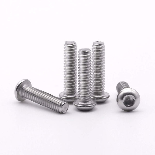1/4-20 x 3/4" Hex Socket Button Head Cap Screws Bolts (50 Pack), 304 Stainless Steel 18-8, Bright Finish, Full Machine
