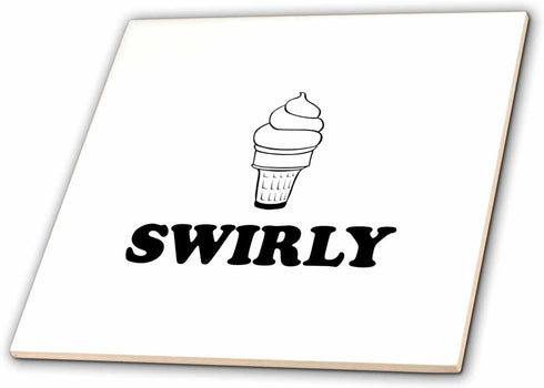 3dRose Swirly ICE Cream Cone 12 Inch Ceramic Tile