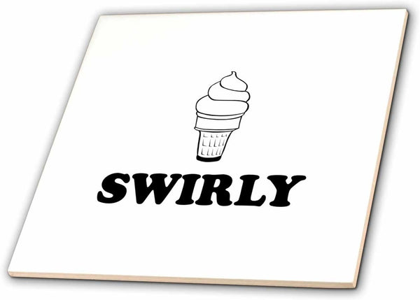 3dRose Swirly ICE Cream Cone 12 Inch Ceramic Tile