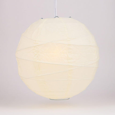 Luna Bazaar Premium Paper Lantern Lamp Shade (16-Inch, Free-Style Ribbed, Wedding Beige)