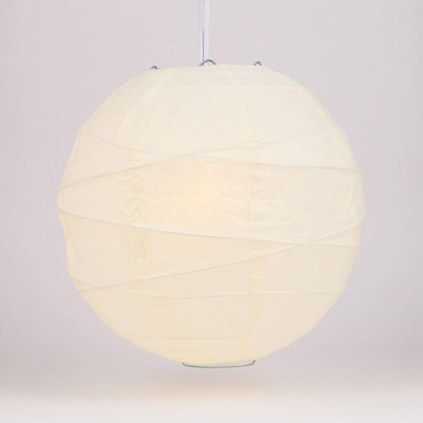 Luna Bazaar Premium Paper Lantern Lamp Shade (16-Inch, Free-Style Ribbed, Wedding Beige)