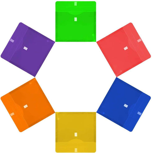 JAM PAPER Plastic Expansion Envelopes - Assorted Colors - 9 3/4 x 13 with 1 Inch Expansion - 6/Pack with Hook & Loop