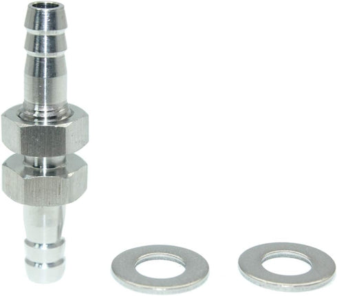 Beduan 1/4" Stainless Steel Thru-Bulk Hose Barb Straight Hex Union Bulkhead Fitting