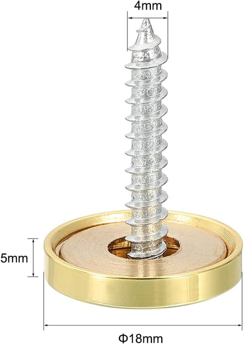uxcell Decorative Caps for Mirror Screws - Polished Gold 18mm, 4pcs Cover Nails