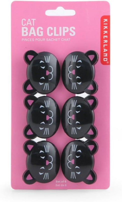 Set 6,Black Kikkerland Cat Bag Clips