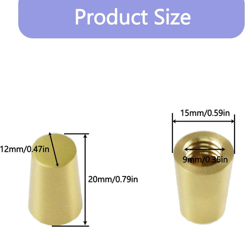 Nihfien 4 Set (20mm) Pcs Conical Shape Brass Cutting Chopping Board Feet for Walnut Display Tray, Cutting Board
