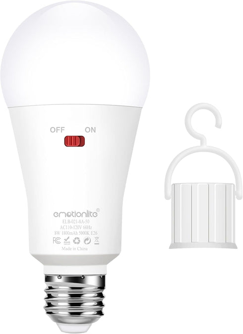 Emotionlite Rechargeable Emergency Light Bulb 1800mAh Battery Backup for Home Power Failure, 1 Pack