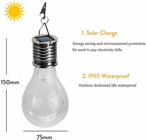 WHAPELQ Bulb Solar Hanging Camping Lights Garden Yard Pathway Waterproof LED Light (Green)