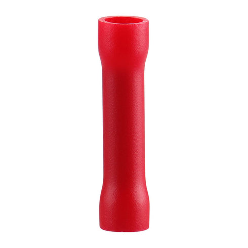 Baomain 100pcs 22-16 AWG Splice Butt Insulated Electrical Wire Connector Crimp Terminals, Red BV1.25
