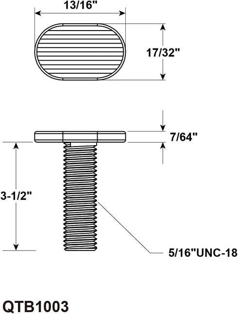 POWERTEC 5/16"-18 T Track Bolts, 20 Pack, 3-1/2 Inch Long T Slot Bolts for Woodworking Jigs