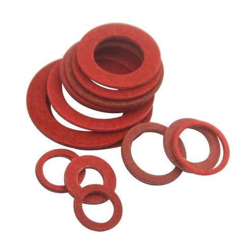 XINGYHENG 150Pcs 14 Sizes Fiber Flat Washer Red Steel Paper Insulation Flat Washer Assortment Kit for Plumbing