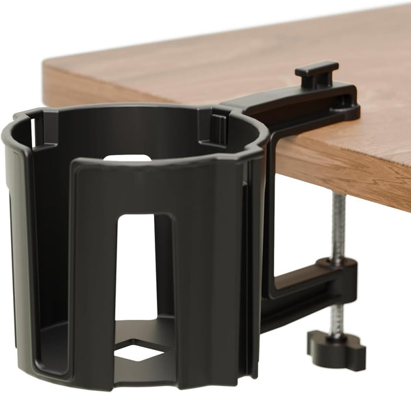 Original Large Desk Cup Holder Clamp - Anti-Spill Cup Holder Mount for Table, Office & Gaming Setup, Multi-Directional