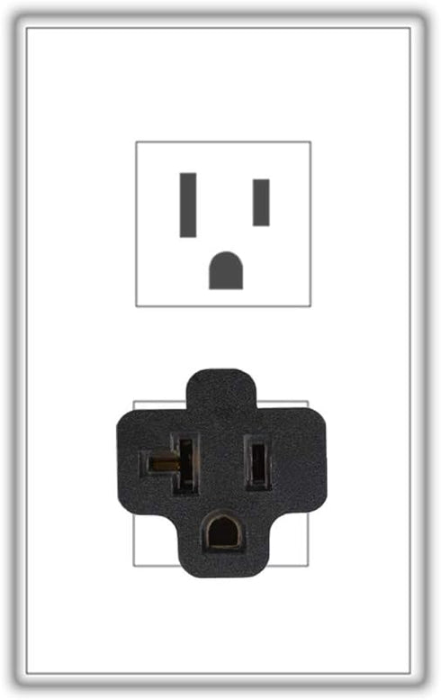 (2 Pack) Nema 15 Amp to 20 Amp Plug Adapter, ETL Listed NEMA 5-15P to 5-15/20R, 15 Amp Household Plug to 20 Amp T-Blade
