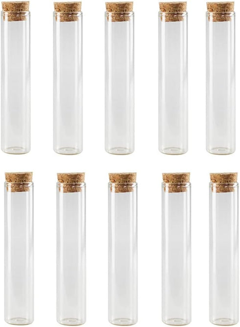 10 PCS Transparent Glass Test Tubes with Cork Stoppers, 60ML Containers for Powder Candy Storage