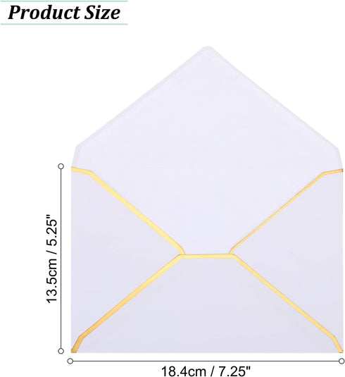 PATIKIL 100 Pack 5 x 7 A7 Christmas Envelopes - V Flap with Gold Border for Office, Wedding Gift Cards, Invitations