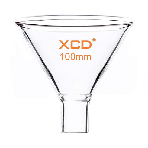 XCD Glass Powder Funnel, Borosilicate Glass Heavy Wall Short Stem Funnel for Precise Powder Transfers