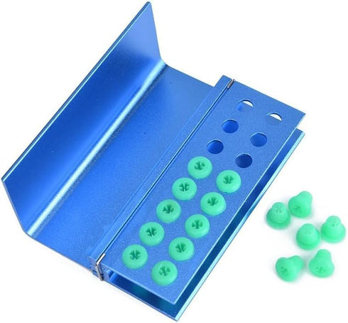 3Pcs Lab Bur Holder Block, Aluminum Autoclavable Box with 16 Holes and Silicone Cover, Blue